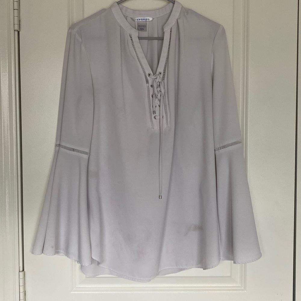 White lace up blouse